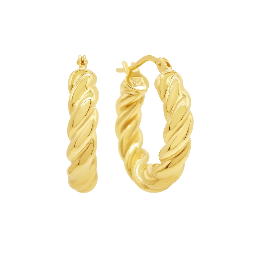 10K Yellow Gold Twisted Hoops Earrings My Store