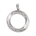 10K White Gold Circle Fancy Cubic Zirconia Pendant LJ & Diamonds