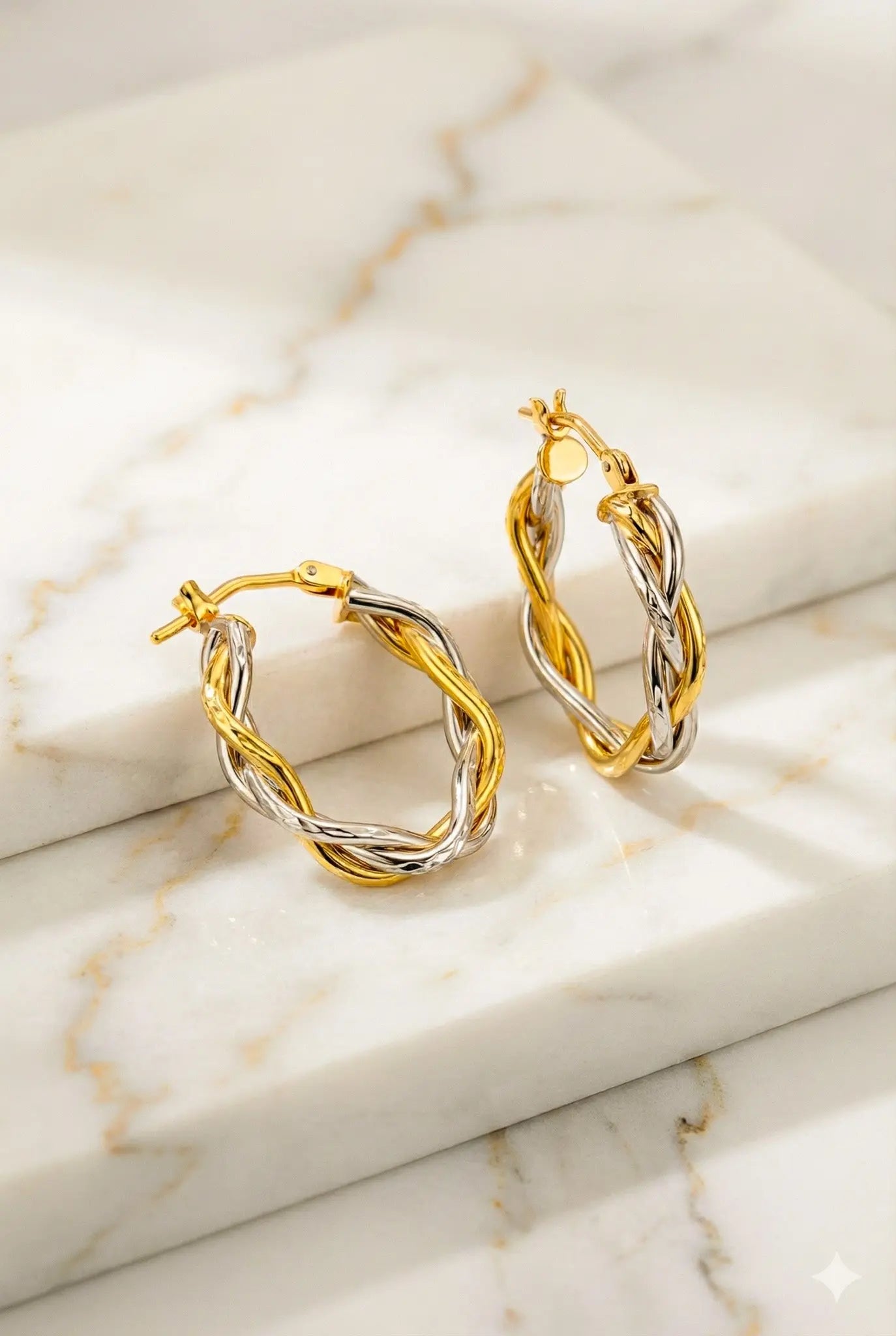 10K Two-Tone Weave Hoop Earrings My Store