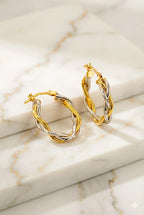 10K Two-Tone Weave Hoop Earrings My Store