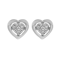 10K White Gold 0.05CT Diamond Pave Heart Earrings LJ & Diamonds