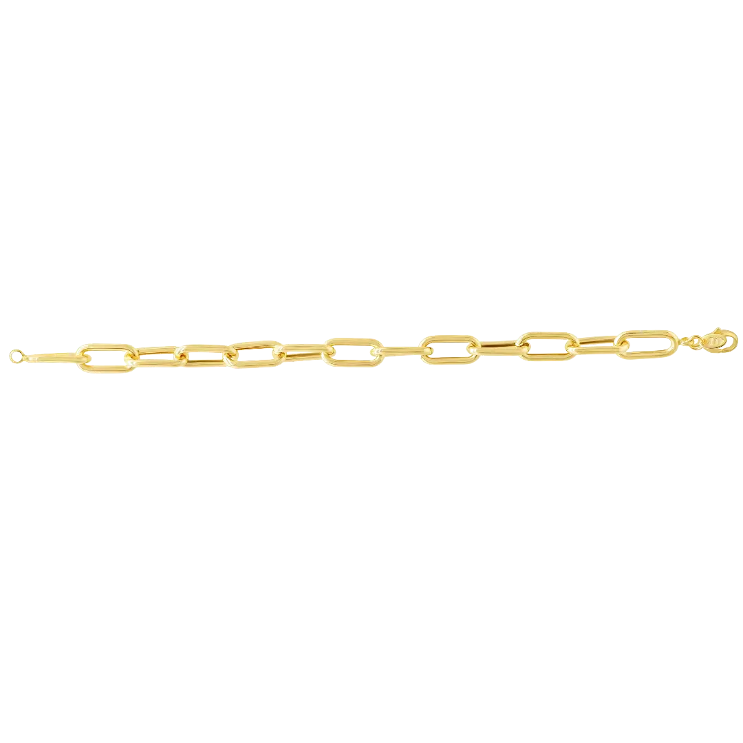 10K Yellow Gold Paperclip Bracelet LJ & Diamonds