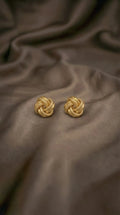 14K Yellow Gold Patterned Love Knot Earring LJ & Diamonds