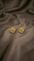 14K Yellow Gold Patterned Love Knot Earring LJ & Diamonds